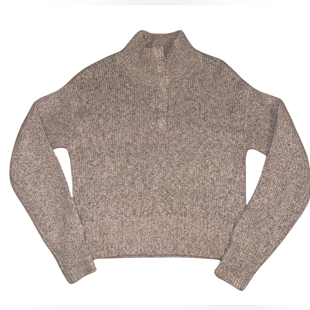 Snap Button Mock Neck Sweater- Beige NWT